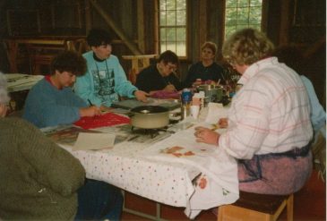 Batik class in the barn